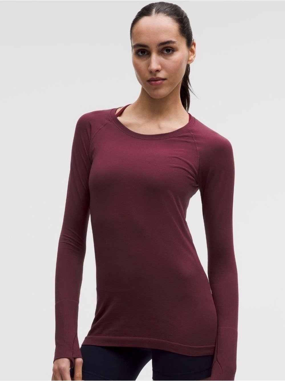 lululemon Swiftly Tech Long Sleeve 2.0 Burgundy Bay Women’s Size 12 NWT